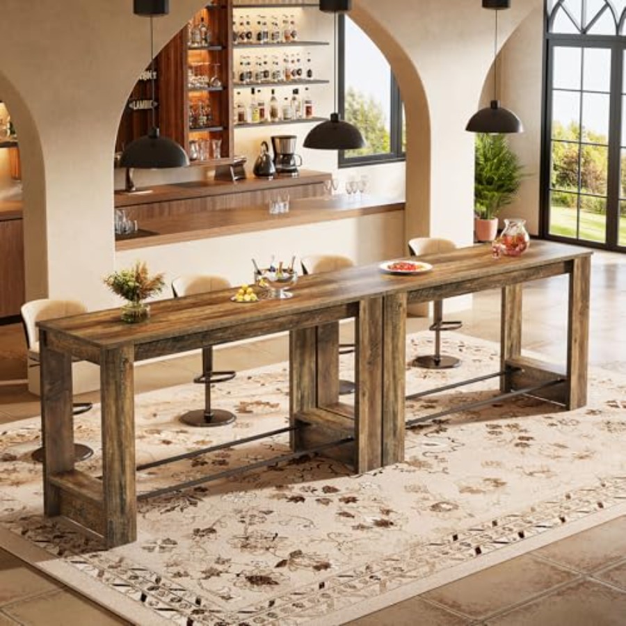 Home Bar And Counter - طاولة بار بطول 63 بوصة، مجموعة