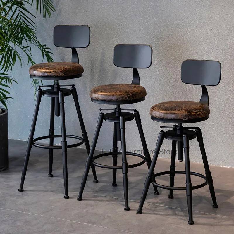 Home Bar Seating - كرسي بار حديدي بتصميم عتيق، مقعد