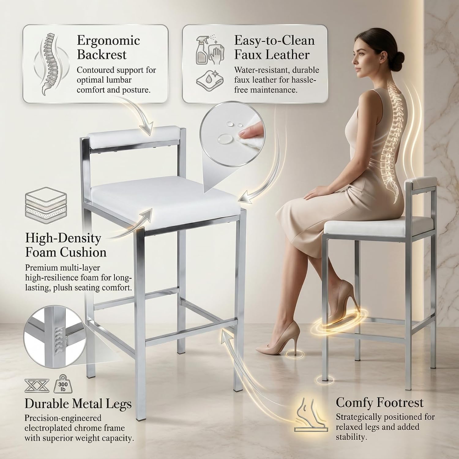 مجموعة من كرسيين بار، بارتفاع  - مراجعة Home Bar And Counter وسعره
